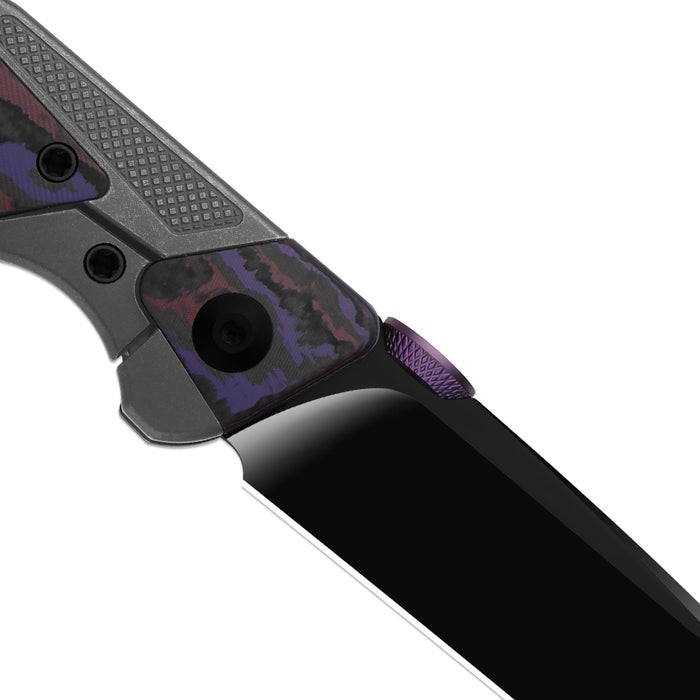 Kizer Ki3745A2 Sable Chief (K390, Drop Point, Matte DLC Ultra, Titanium & FatCarbon Purple Haze, Frame Lock) Pocket Knife