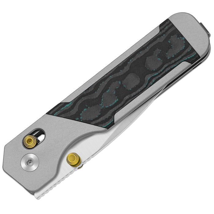 Kizer Ki3634.31CDA2 Militaw 315 (Elmax, Drop Point, Satin, Aluminum & Shipwreck CamoCarbon, Clutch Lock) Pocket Knife