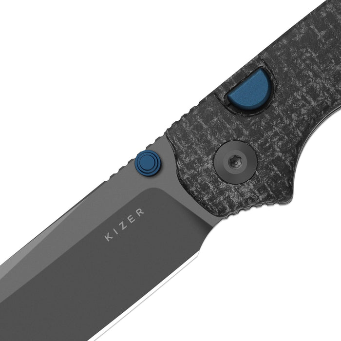 Kizer V3789BSA1 Pokiman BLL (AEB-L, Sheepsfoot, Gray PVD Coating, Micarta, Button Liner Lock) Folding Pocket Knife