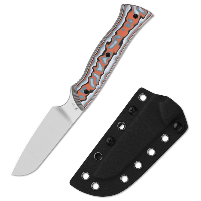 Kizer 1131A2 Whip Tail (AEB-L, Sheepsfoot, Satin, Vortex Pattern Micarta & G10) Fixed Blade Knife