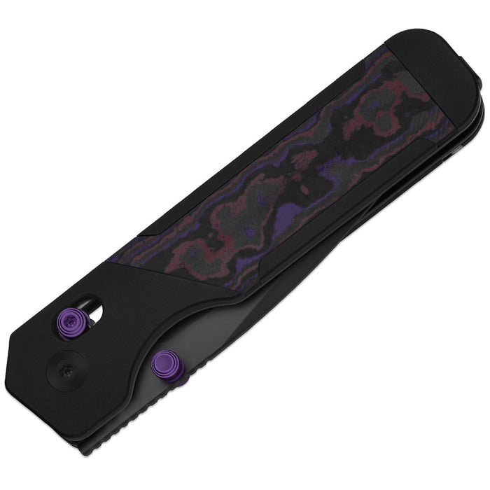 Kizer Ki3634.31CDA1 Militaw 315 (Elmax, Drop Point, Matte DLC Ultra, Aluminum & FatCarbon Purple Haze, Clutch Lock) Pocket Knife