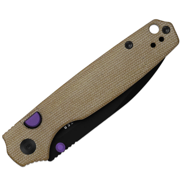 Kizer V3789BDA1 Pokiman BLL (AEB-L, Drop Point, Black PVD Coating, Micarta, Button Liner Lock) Folding Pocket Knife