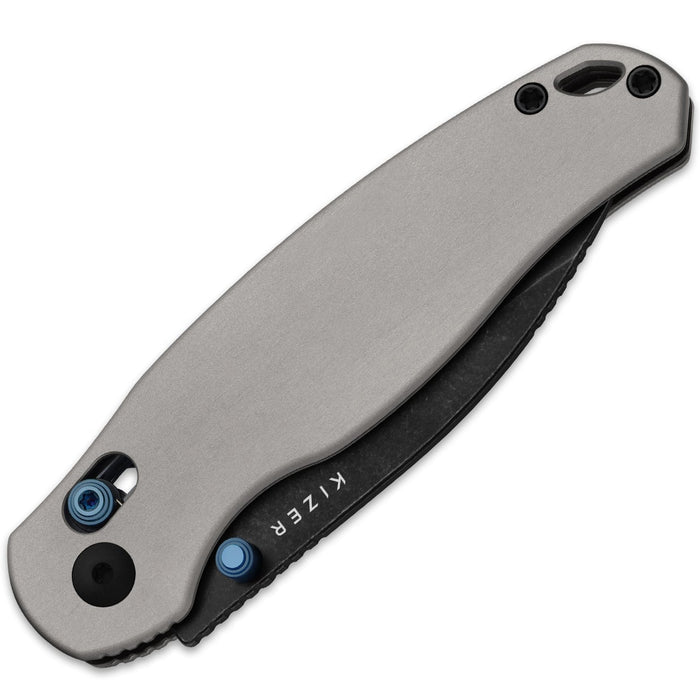 Kizer V3781CDA2 Phoca CD (14C28N, Drop Point, Stonewashed, Aluminum) Pocket Knife