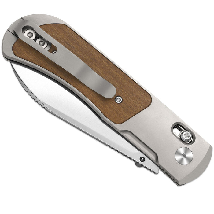 Kizer Ki4761A1 Tycho (S45VN, Drop Point, Satin, Titanium/Wood) Pocket Knife