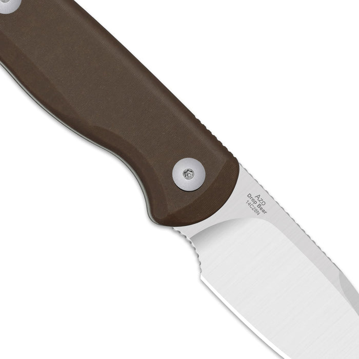 Kizer 1094A2 Drop Bear Fix (14C28N, Drop Point, Satin, Micarta) Fixed Blade Knife