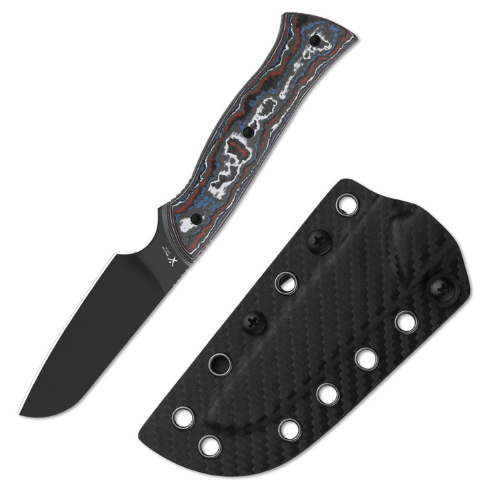 Kizer 1131A1 Whip Tail (CPM 10V, Sheepsfoot, Black Coating, FatCarbon Nebula & G10) Fixed Blade Knife