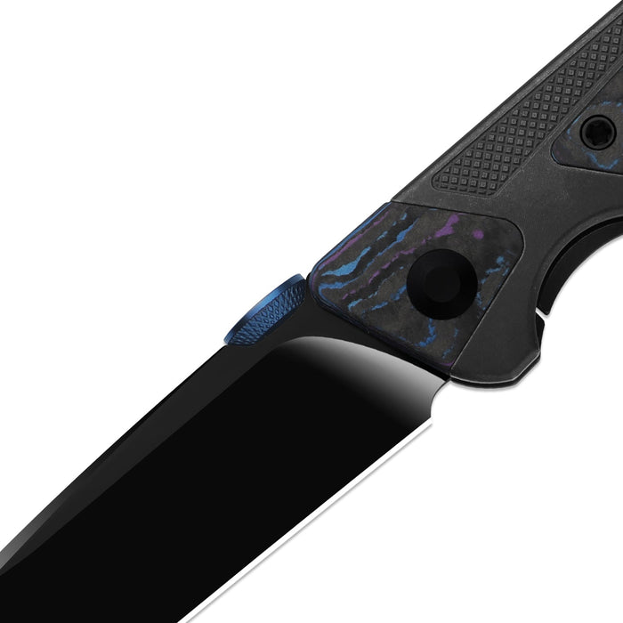 Kizer Ki3745A1 Sable Chief (K390, Drop Point, Matte DLC Ultra, Titanium & CamoCarbon Damtanium, Frame Lock) Pocket Knife