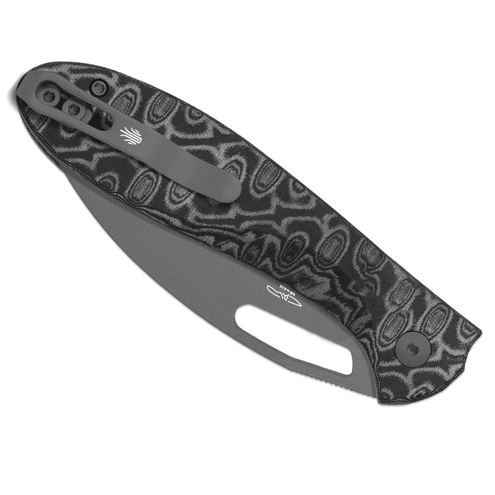 Kizer V3697A2 Masu (14C28N, Drop Point, Gray PVD, Vortex Pattern Micarta, Button Liner Lock) Folding Pocket Knife