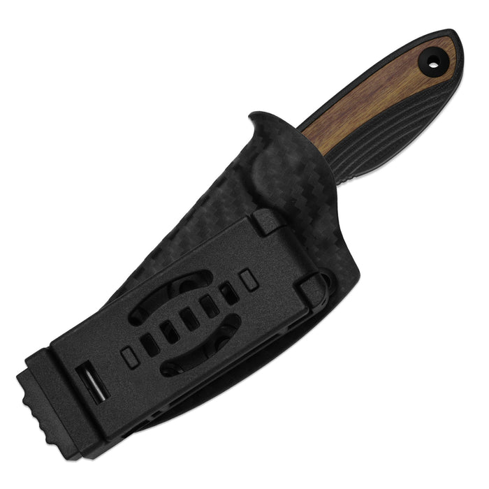 Kizer 1134A1 Finch (3-Layer Composite Steel, Drop Point, Acid-Washed, Black G10 & Mkuruti Wood) Fixed Blade Knife