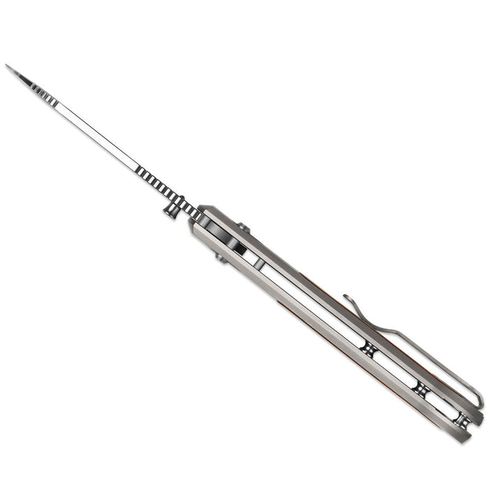 Kizer Ki4761A1 Tycho (S45VN, Drop Point, Satin, Titanium/Wood) Pocket Knife