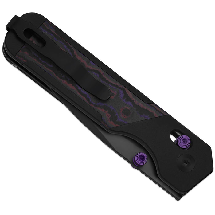 Kizer Ki3634.31CDA1 Militaw 315 (Elmax, Drop Point, Matte DLC Ultra, Aluminum & FatCarbon Purple Haze, Clutch Lock) Pocket Knife