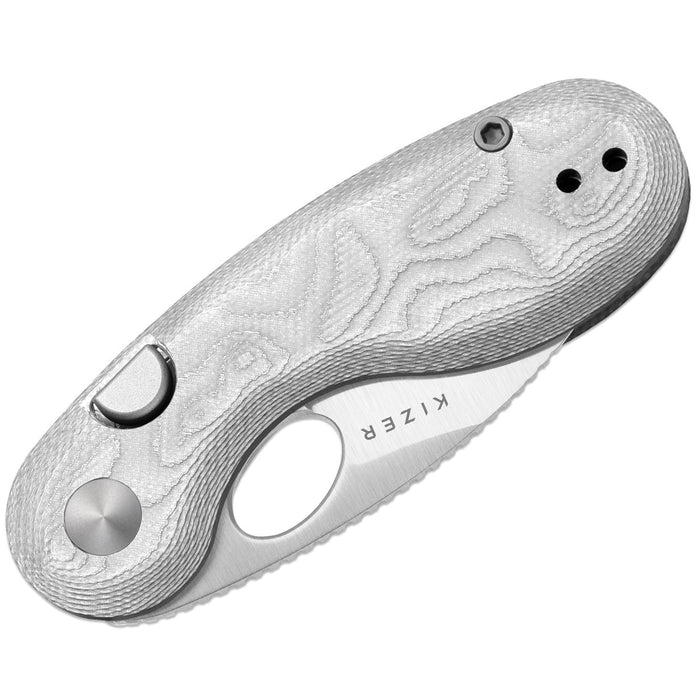 Kizer V2742A11 Microbe (14C28N, Drop Point, Satin, Glass Fiber, Button Liner Lock) Pocket Knife