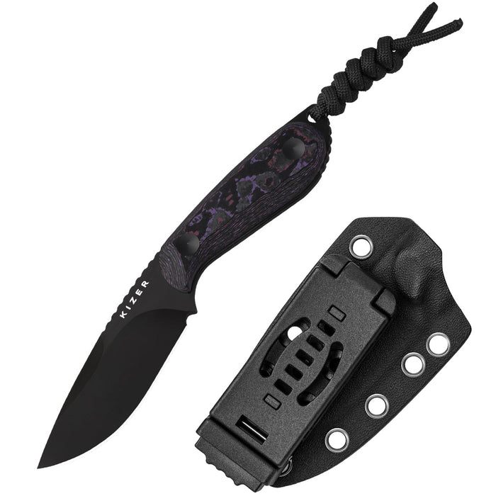 Kizer 1081A10 Buddy (4V, DLC, Drop Point, Fat Carbon) Fixed Blade Knife