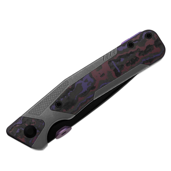 Kizer Ki3745A2 Sable Chief (K390, Drop Point, Matte DLC Ultra, Titanium & FatCarbon Purple Haze, Frame Lock) Pocket Knife