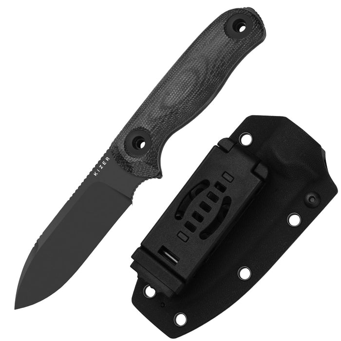 Kizer 1101A3 Drop Bear Fix 3 (1095, Drop Point, Micarta) Fixed Blade Knife