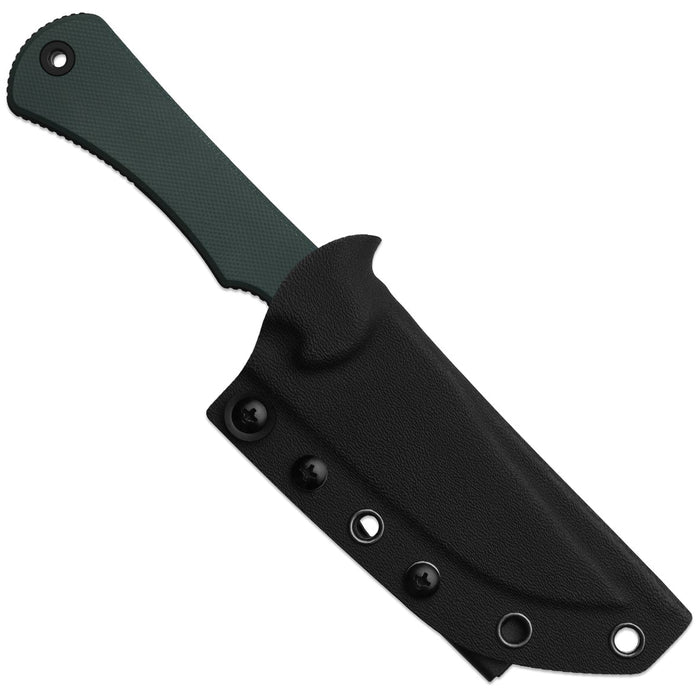 Kizer 1117A2 Field Guide (AEB-L, Black PVD Coating & Stonewashed, Trailing Point, Norplex UltreX G10, Green) Fixed Blade Knife