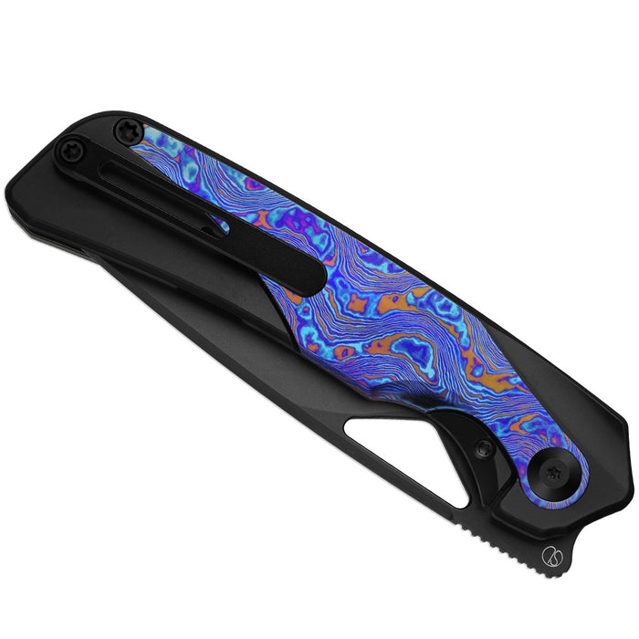 Kizer Ki3735A2 Topsail (S45VN, Drop Point, DLC, Titanium/Timascus) Pocket Knife