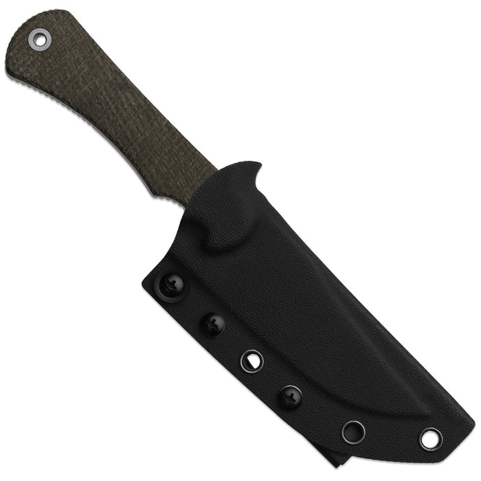 Kizer 1117A1 Field Guide (AEB-L, Satin, Trailing Point, Norplex UltreX Micarta, Brown) Fixed Blade Knife