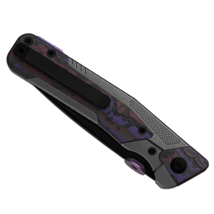 Kizer Ki3745A2 Sable Chief (K390, Drop Point, Matte DLC Ultra, Titanium & FatCarbon Purple Haze, Frame Lock) Pocket Knife