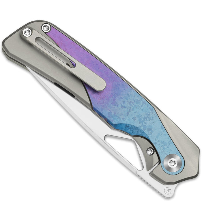 Kizer Ki3735A1 Topsail (S45VN, Drop Point, Satin, Crystallized Titanium) Pocket Knife