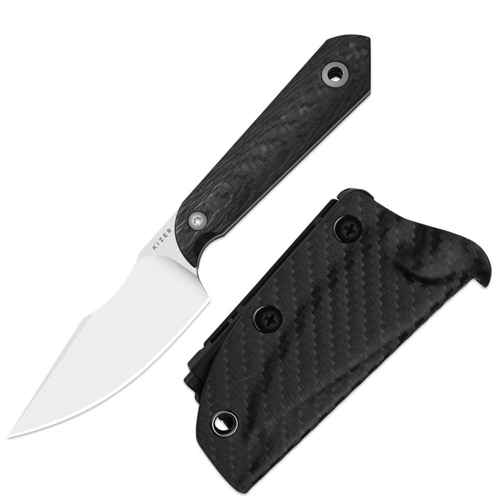 Kizer 1040S8 Mini Harpoon (M390, Drop Point, Satin, Carbon Fiber) Fixed Blade Knife