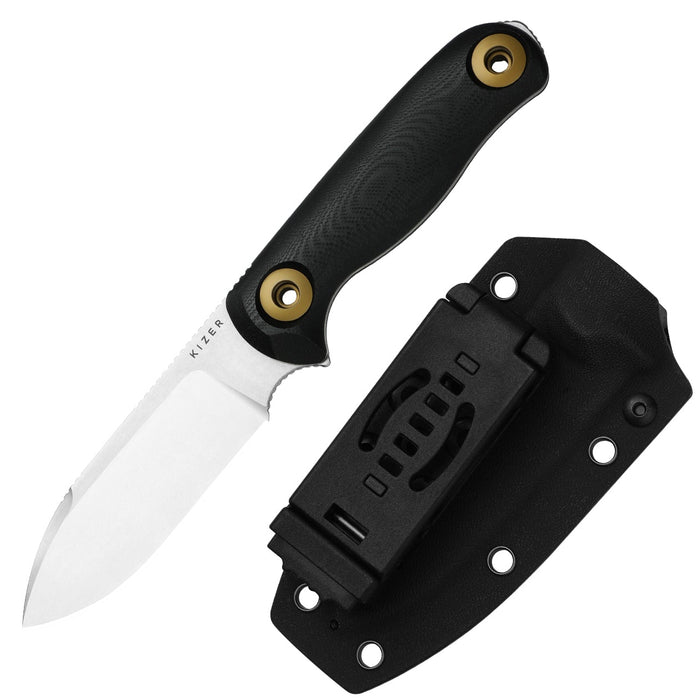 Kizer 1101A1 Drop Bear Fix 3 (14C28N, Drop Point, Stonewashed, G10) Fixed Blade Knife