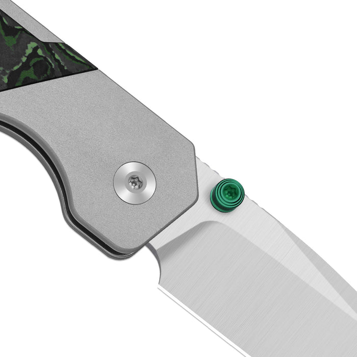 Kizer Ki3634.31BDA2 Militaw 315 (M390, Drop Point, Satin, Aluminum & FatCarbon Jungle Wear, Button Liner Lock) Folding Pocket Knife
