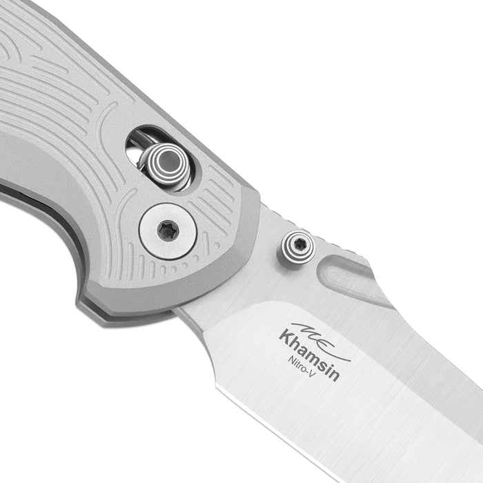 Kizer V3791A3 Khamsin (Nitro-V, Drop Point, Satin, Aluminum, Clutch Lock) Pocket Knife