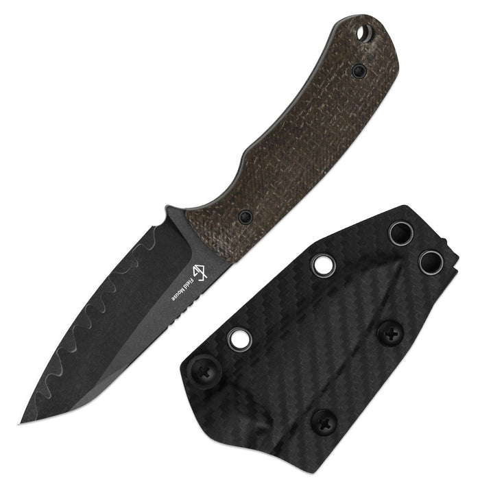Kizer 1135A2 Field Mouse (3-Layer Composite Steel, Sheepsfoot, Acid-Washed, GID Canvas Micarta) Fixed Blade Knife