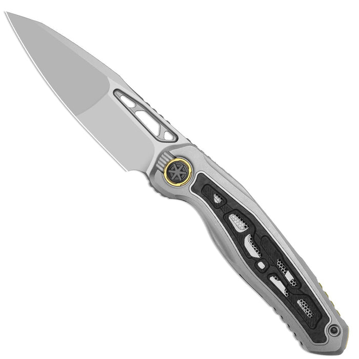Kizer ZX-FK07A1 Lupercalia (M390, Stonewashed & Flat Brushed, Drop Point, Titanium & Carbon Fiber, Gray & Black) Folding Knife