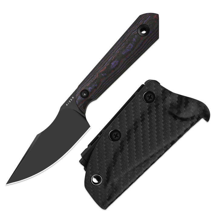 Kizer 1040S9 Mini Harpoon (S45VN, Drop Point, DLC, Fat Carbon) Fixed Blade Knife