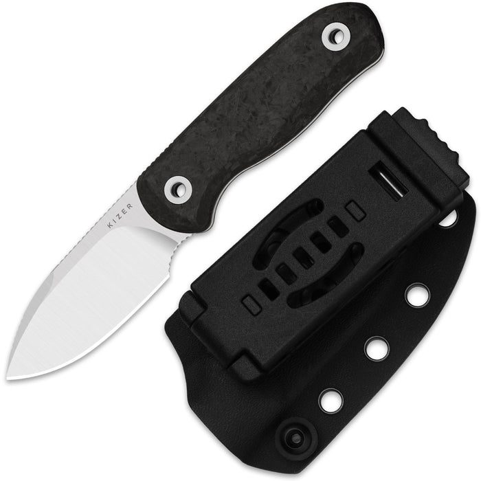 Kizer 1094A3 Drop Bear Fix (M390, Drop Point, Satin, Carbon Fiber) Fixed Blade Knife