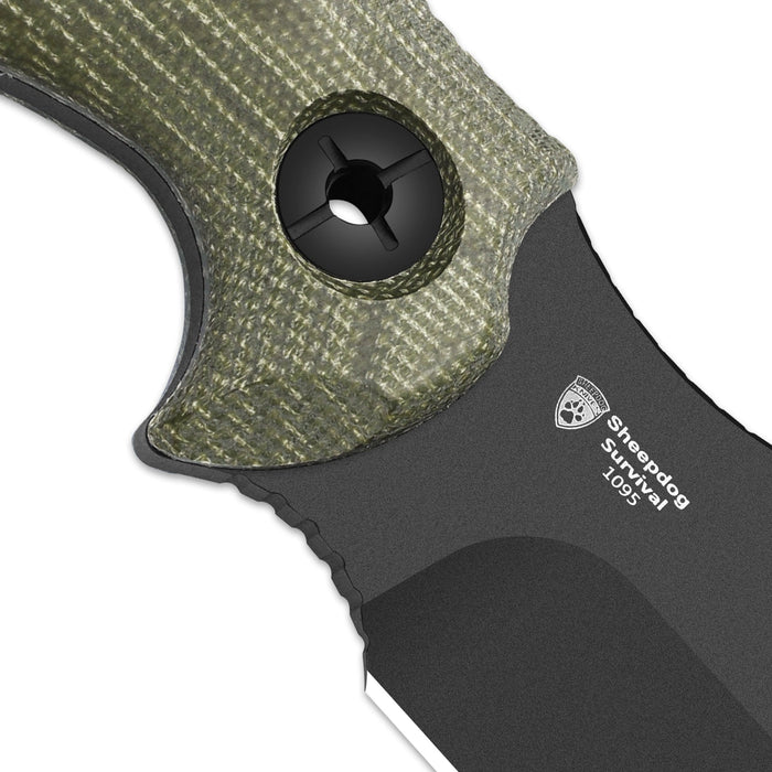 Kizer 1105A4 Sheepdog Survival (1095, Clip Point, Micarta, Green) Fixed Blade Knife