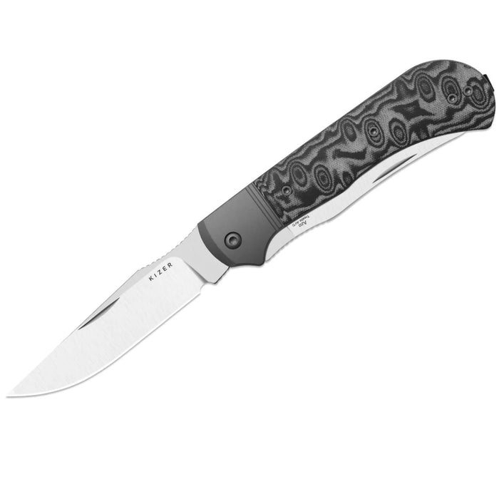 Kizer K3761TPA2 Trestle TP AirTi (BD1N, Clip Point & Spey Point, Satin, Aluminum & Vortex Pattern Micarta) Folding Knife