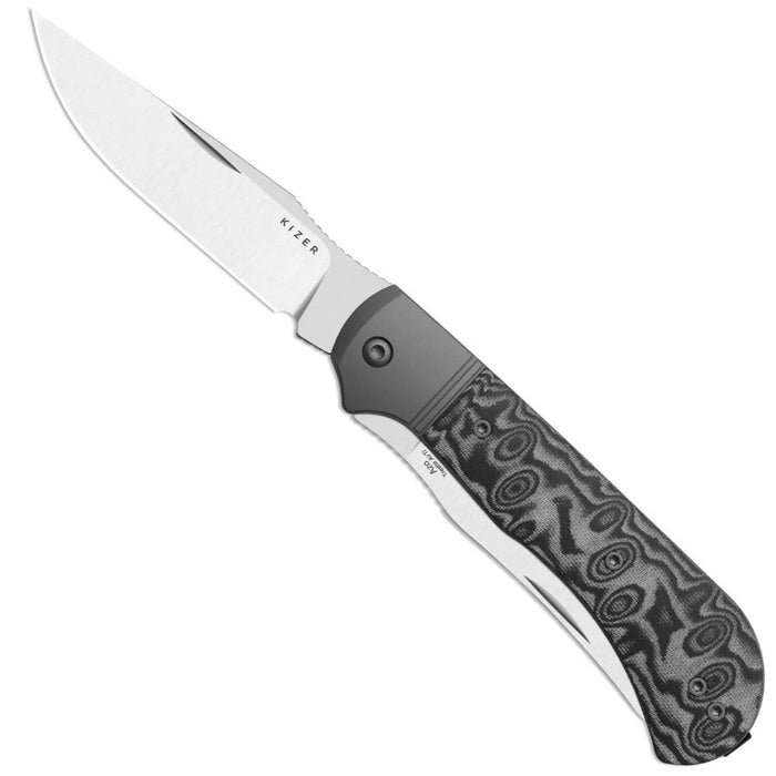 Kizer K3761TPA2 Trestle TP AirTi (BD1N, Clip Point & Spey Point, Satin, Aluminum & Vortex Pattern Micarta) Folding Knife