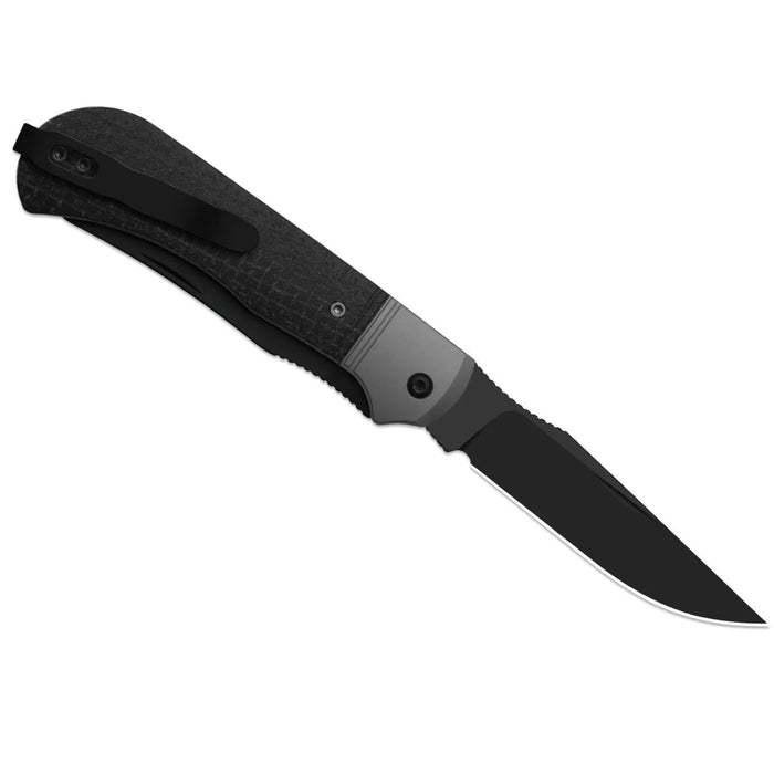 Kizer K3761TPA3 Trestle TP AirTi (BD1N, Clip Point & Spey Point, Black PVD Coating, Aluminum & Micarta) Folding Knife