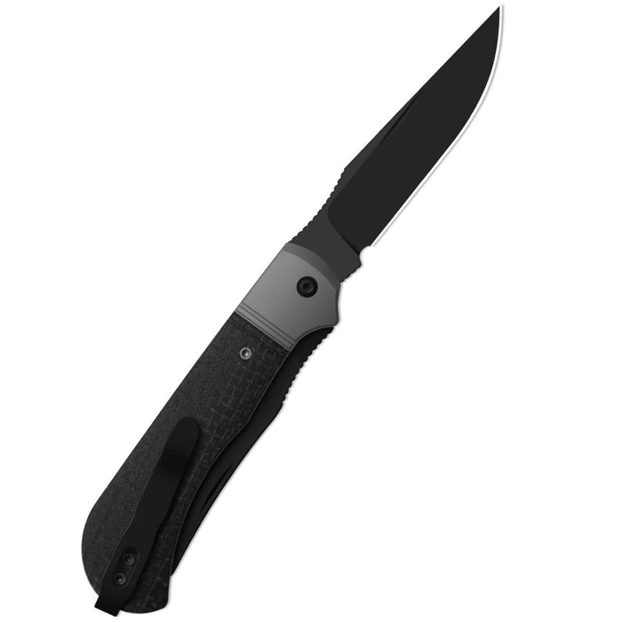 Kizer K3761TPA3 Trestle TP AirTi (BD1N, Clip Point & Spey Point, Black PVD Coating, Aluminum & Micarta) Folding Knife