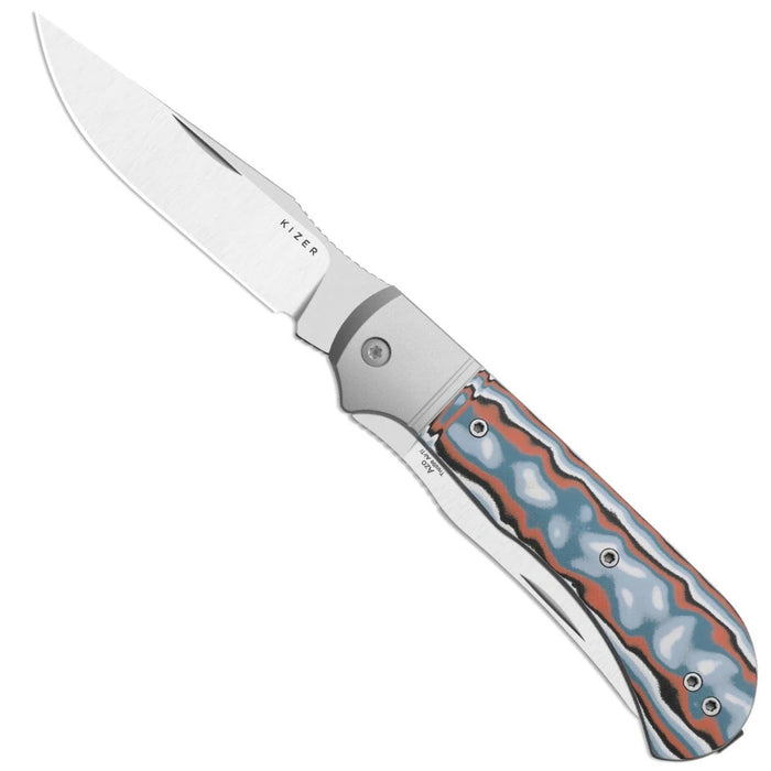 Kizer K3761TPA4 Trestle TP AirTi (BD1N, Clip Point & Spey Point, Satin, Aluminum & Vortex Pattern Micarta) Folding Knife