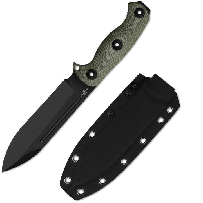 Kizer 1103HSD2 Drop Bear Fix 7 HexShox (AEB-L, Drop Point, Black PVD Coating & Stonewashed, Micarta & TPE, Sheath) Fixed Blade Knife