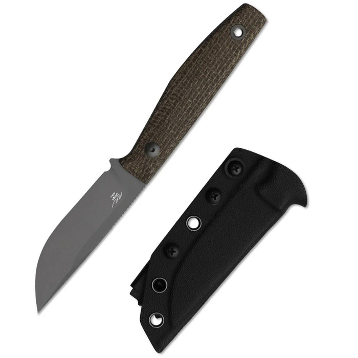 Kizer 1121A1 Dingo (AEB-L, Modified Drop Point, Gray PVD Coating & Stonewashed, Micarta) Fixed Blade Knife