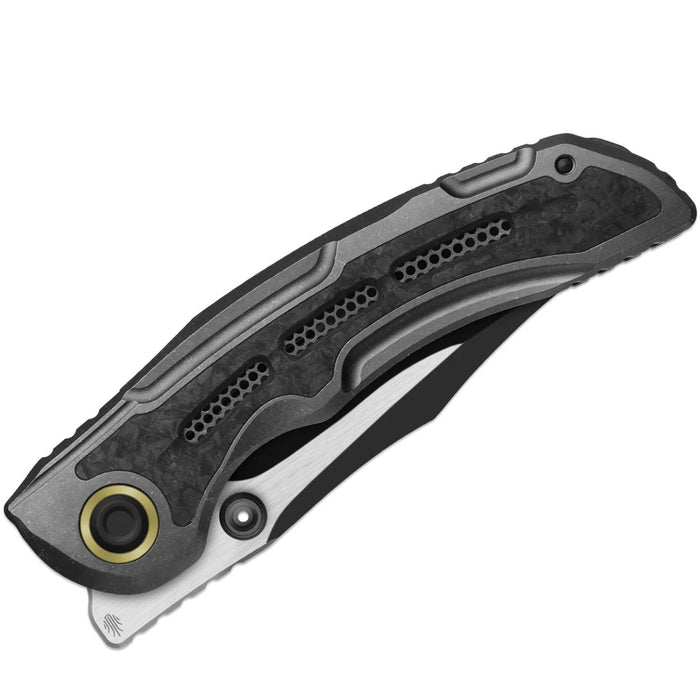 Kizer ZX-FK09A1 SILVER WING-LITE (S45VN, Modified Bowie, Black PVD Coating & Flat Brushed, Titanium & Carbon Fiber) Folding Knife