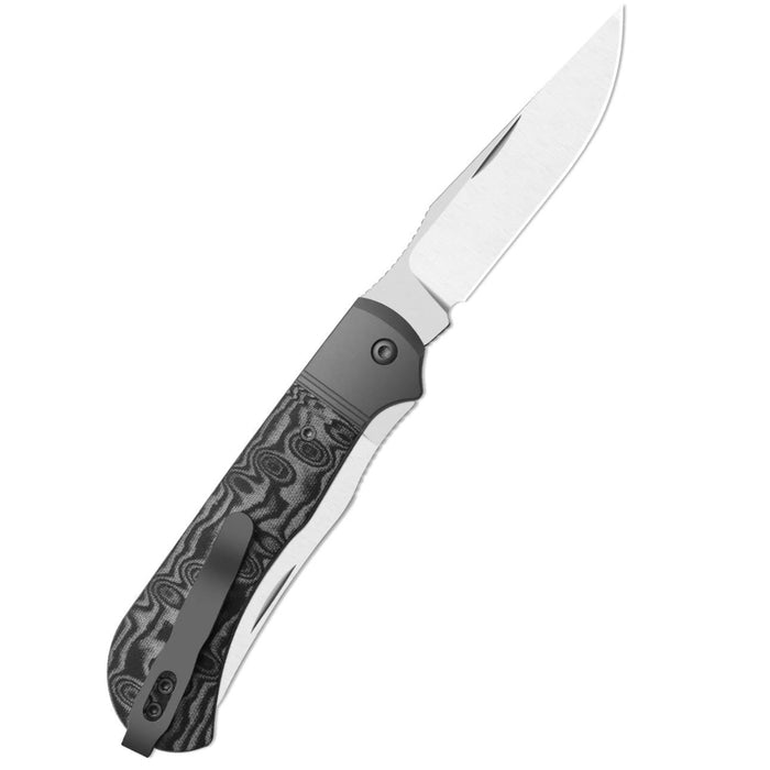 Kizer K3761TPA2 Trestle TP AirTi (BD1N, Clip Point & Spey Point, Satin, Aluminum & Vortex Pattern Micarta) Folding Knife