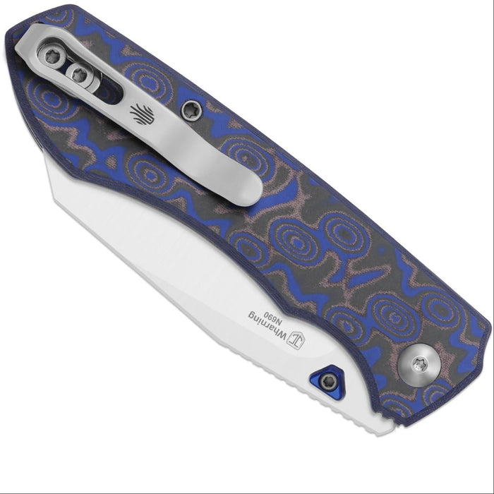 Kizer V3738BW2 Wharning (N690, Wharncliffe, Satin, Vortex Pattern Micarta) Folding Knife