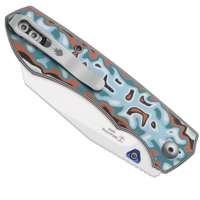 Kizer V3738BW4 Wharning (N690, Wharncliffe, Stonewashed, Vortex Pattern Micarta) Pocket Knife