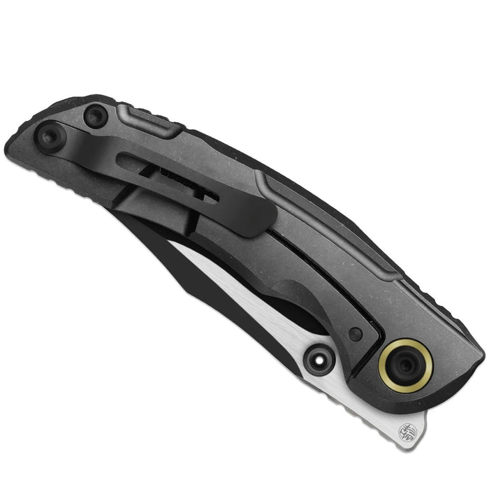 Kizer ZX-FK09A1 SILVER WING-LITE (S45VN, Modified Bowie, Black PVD Coating & Flat Brushed, Titanium & Carbon Fiber) Folding Knife