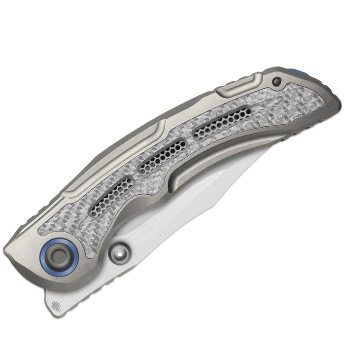 Kizer ZX-FK09A2 SILVER WING-LITE (S45VN, Modified Bowie, Stonewashed, Titanium & Carbon Fiber) Folding Knife