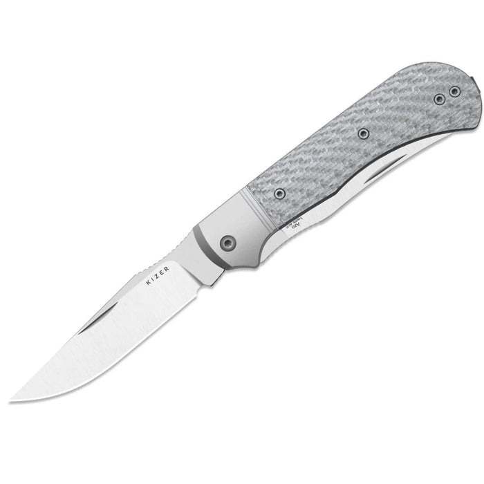 Kizer K3761TPA1 Trestle TP AirTi (BD1N, Clip Point & Spey Point, Satin, Aluminum & Carbon Fiber) Folding Knife