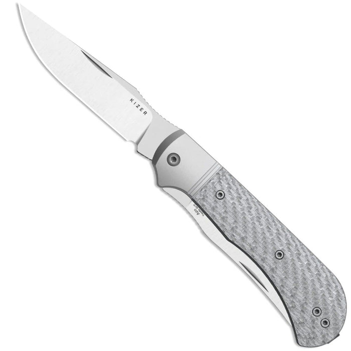 Kizer K3761TPA1 Trestle TP AirTi (BD1N, Clip Point & Spey Point, Satin, Aluminum & Carbon Fiber) Folding Knife