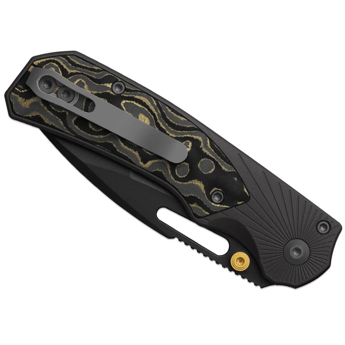 Kizer K3765BD2 Durandal (S35VN, Drop Point, Gunmetal Gray PVD Coating, Aluminum & FatCarbon Camo Gold) Folding Knife
