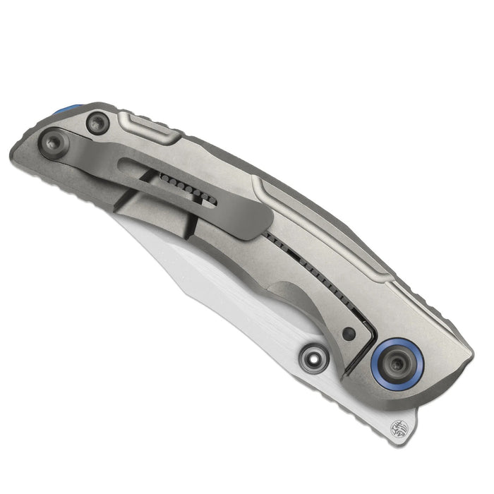 Kizer ZX-FK09A2 SILVER WING-LITE (S45VN, Modified Bowie, Stonewashed, Titanium & Carbon Fiber) Folding Knife